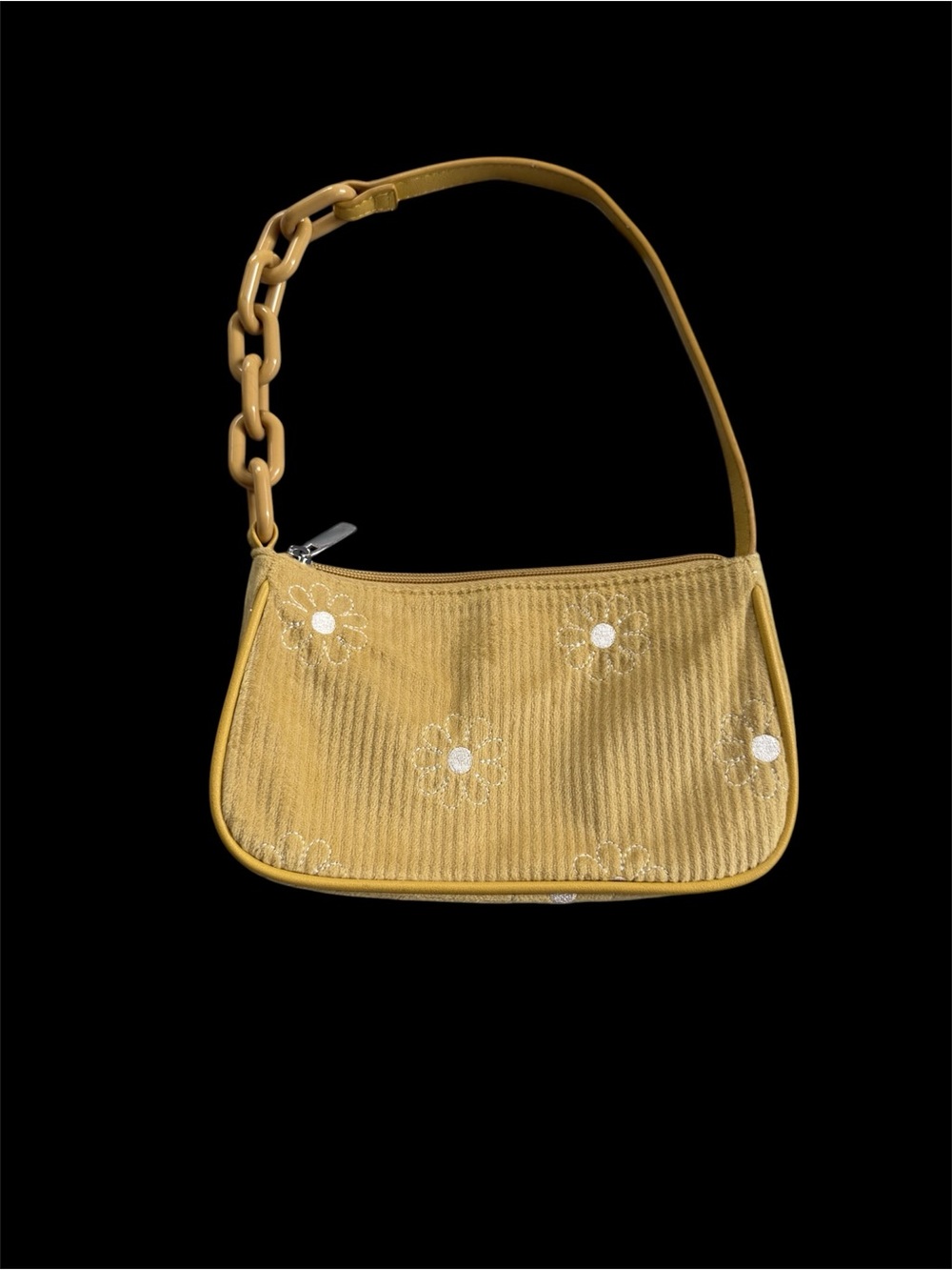Yellow Daisies Corduroy Shoulder Bag Floral Pristine Conduroy